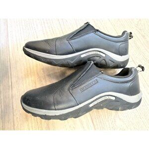 Merrell Jungle Moc Leather Slip-On Shoes - Black Leather - Kids Size 6M / Women’